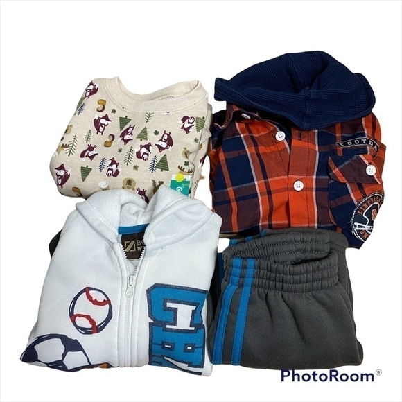 2T Fall Winter Boy Bundle Basketball Garanimals Fox Sweatshirt Thermal Button - Picture 1 of 9